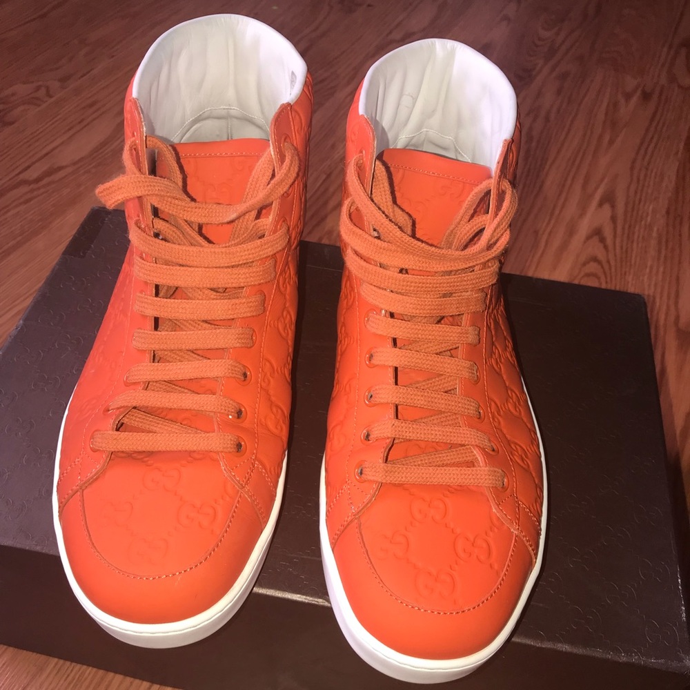 Gucci Brooklyn Guccissima High-Top Sneaker, Orange